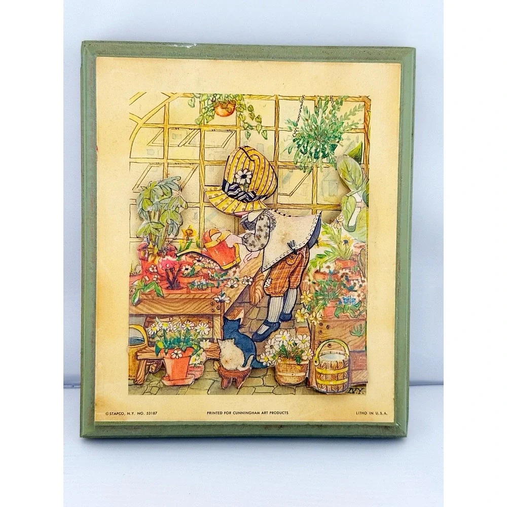 Vintage Stapco Little Ivy Series 1970's Cunningham Art Products Litho Plaque